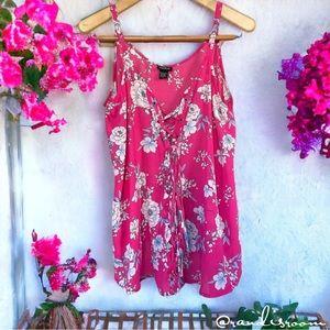 NWOT Torrid Sophie Georgette Lace-Up Swing Pink Floral Cami Women’s Plus Sz 0